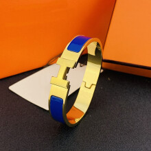 H-Bracelet, 18KH Alphabet Lock for Men and Women, Stainless Steel Bracelet, Couple Bracelet, Gold and Dark Blue Gold and Dark Blue