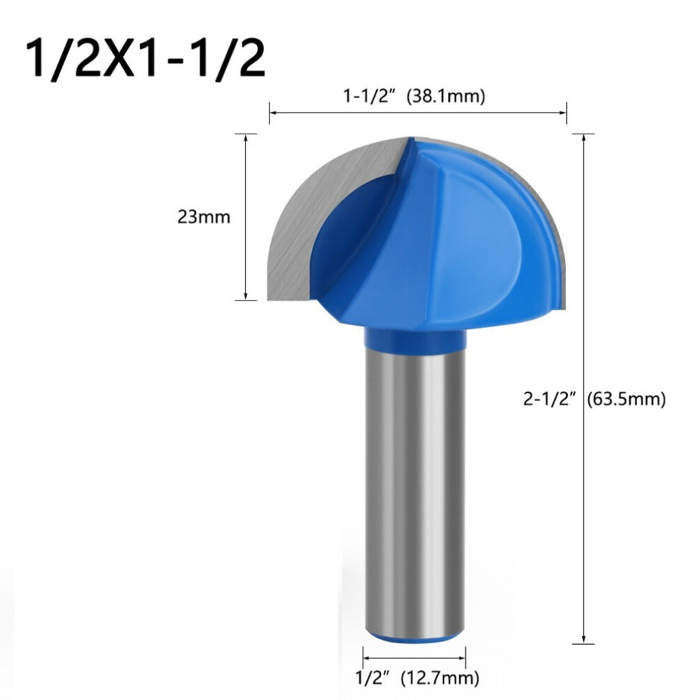Lldi 1/2 Shank Round Nose Two Flutes Router Bit Woodworking Cove Bit Solid Carbide 9110895340622