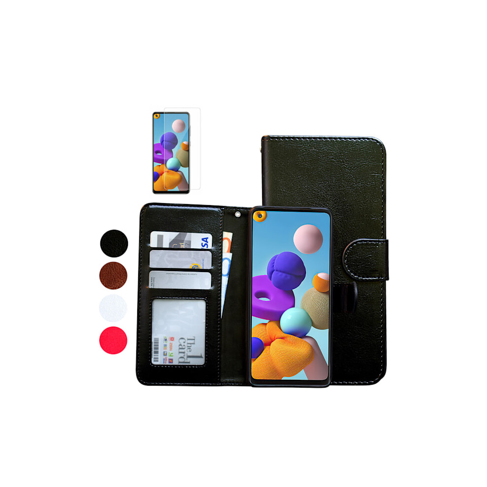 Compatible With Samsung Galaxy A21s - Leather Case / Protection Brown 9110895340486