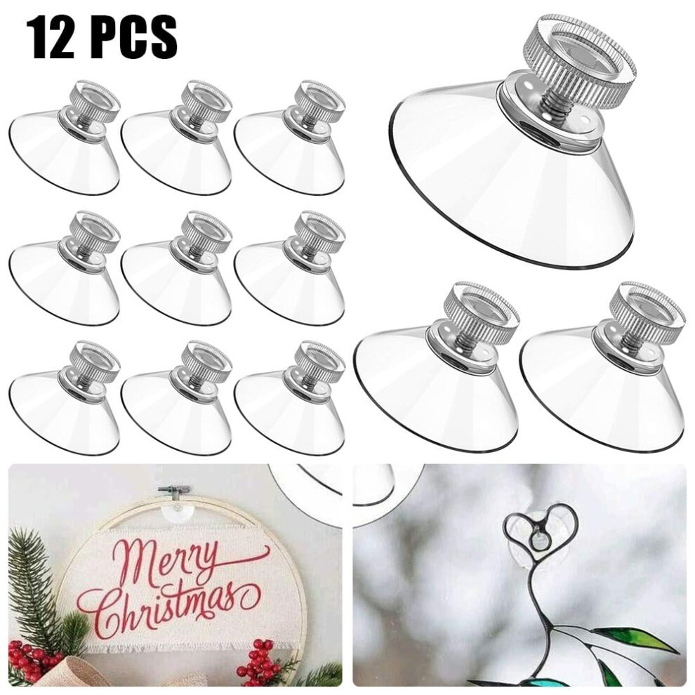 12Pcs 53Mm Glass Sucker Wall Hanger Pads Clear Screw Hooks Suction Cup Holder Home Improvement For Glass Mirrors Ceramic Tile 9110895340684