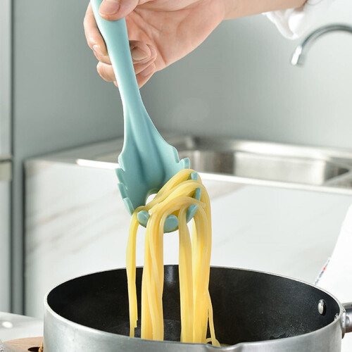 Pasta Fork Kitchen Tool Comfort Grip Soft Durable Non Stick Pan Special Kitchen Tool Hanging Storage Green 1