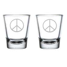 Set of 2 Shot Glasses 1.75oz Shot Glass Peace Sign