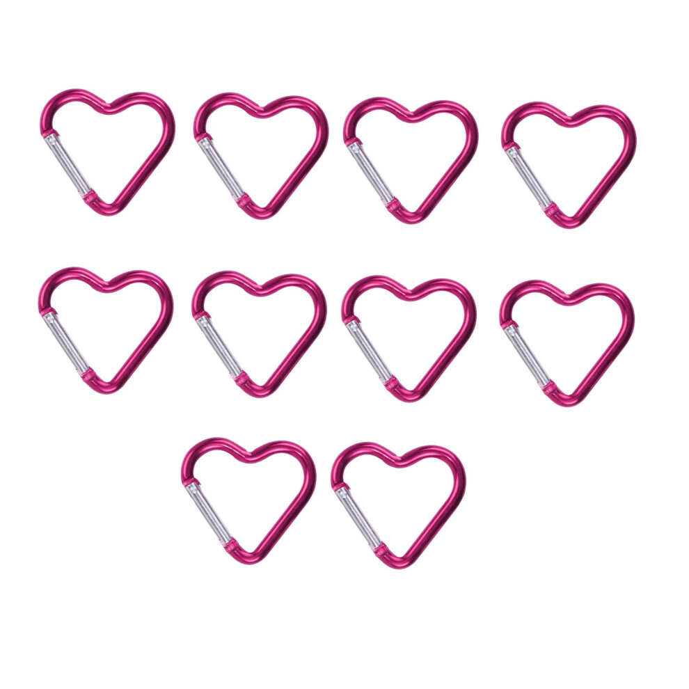 10Pcs Heart Carabiner Keychain Clip - Cute Aluminum Ring For Dog Leash, Water Bottle Holder & Keys - Hammock & Climbing Clips 9110895340738