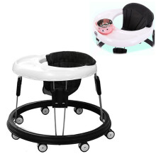 Foldable Baby Walker with Adjustable 9 Height Levels, AntiRollover Base and Swivel Wheels