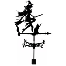 Weather Vane Metal 13.8x21.7 Inch Sorceress and Cat Design for Roof Garden Farmhouse Outdoor