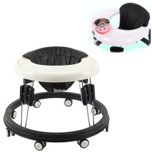 Foldable Baby Walker with Adjustable Height and 360 Wheels for Infants, Breathable PU Seat
