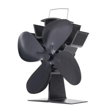 Heat Powered Stove Fan 4 Blade Black Eco Friendly Quiet Operation for Wood Burner and Fireplace