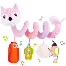 Car Seat toys, Baby Baby Spiral Plush Activity Father Bar Kids Pram Brib with Music Box BB Squeaker & Racking (Pink Fox)