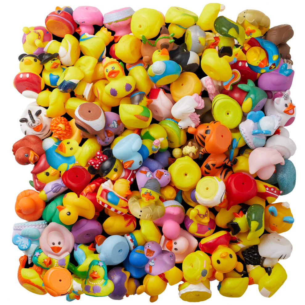 100 Pack Rubber Duck Bath Toy Assortment for Kids  Bulk Rubber Ducks Party Favors and Bath Time