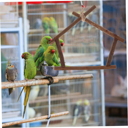 Parrot Perch Stand Wooden Bird Cage Platform for Multiple Parrots Durable Easy Installation 2