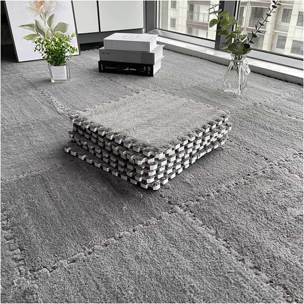 50Pcs Interlocking Foam Carpet Tiles Soft Eva Plush 12X12in Gray Nonslip Water Resistant 9113335102071