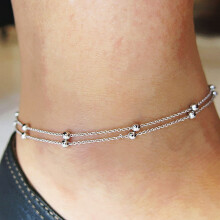 Xinyolin Double Layer Bead Chain Anklet, Women's Sandal Barefoot Beach Bracelet