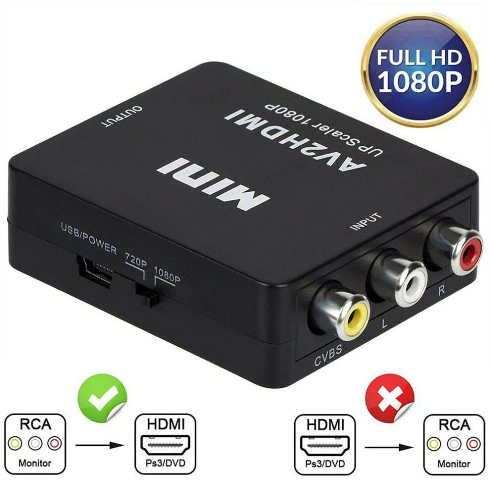 Rca Av To Hdmi Hd Converter Composite Cvbs Video Adapter Wii Nes Snes Us 9322103576710