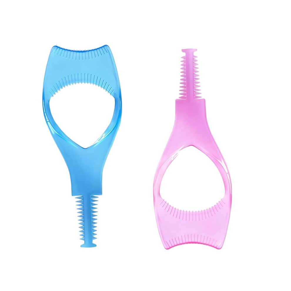Pink/Blue 2 Pcs Dual Ended Eyelash Comb Mascara Applicator With Smudge Proof Guard Lash Separator