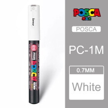 1 stk. tusjpenn POSCA PC-1M POP-plakat vannbasert reklame-/graffiti-tusjpenn 0,7NID-karakter lys og fargerik hvit