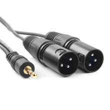 SUSUchens 1,5 m 3,5 mm Aux stereo audio mannelijk naar 2 dubbele XLR mannelijke kabel voor telefoon laptop