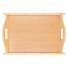 Elegant Bamboo Serving Tray, Organic Bamboo Constructed For Multipurpose Use, Decorative Handles And Easy Carry Side Grip, Perfect For Breakfast In