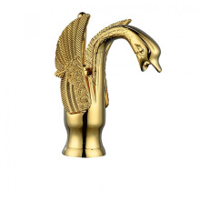 Gold Bathroom Faucet Single Handle Deck Mounted Brass Sink Mixer Tap with Luxurious Golden Finish