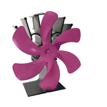 6 Blade Heat Powered Fireplace Fan Energy Saving Quiet Home Circulation Rose Red