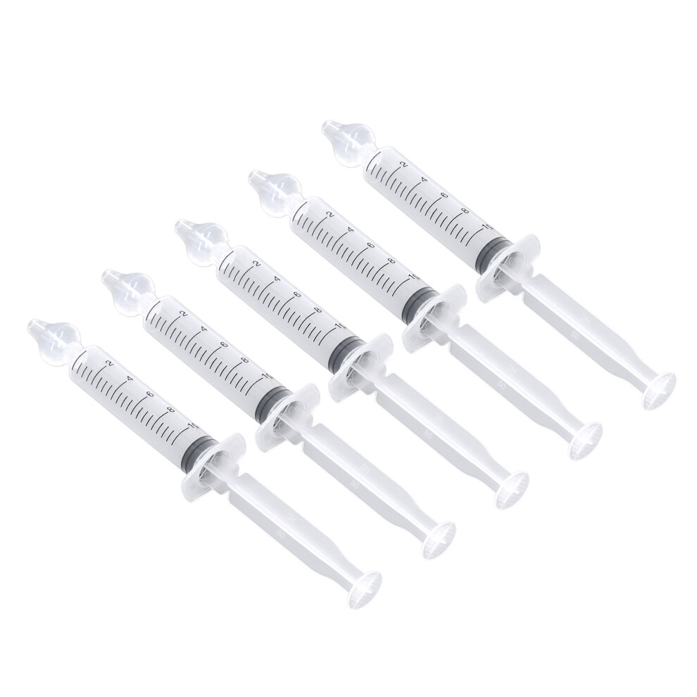 5pcs Silicone Nasal Irrigator Syringe, 10ml, Portable Baby Nose Rinse