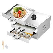 Stainless Steel Rice Noodle Roll Steamer for Dumplings Seafood Vegetables with Smoke Cooking