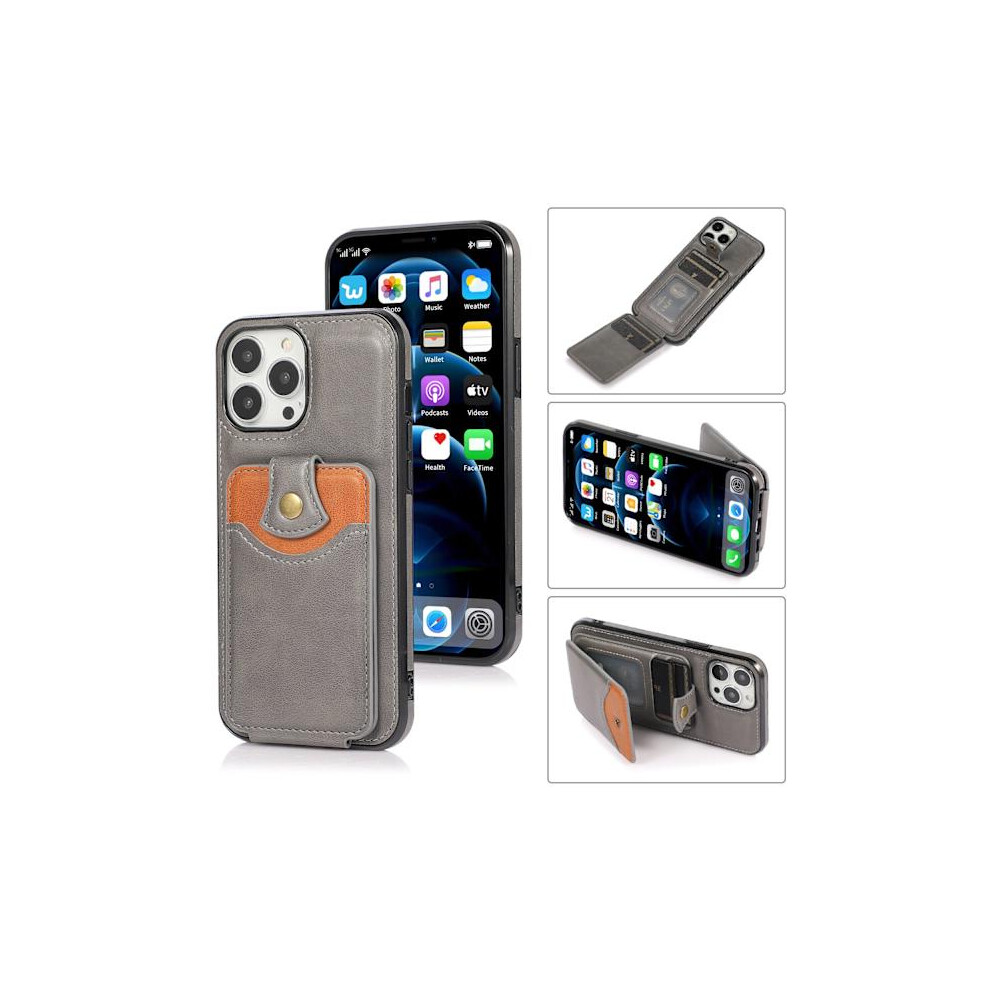 Compatible With Iphone 14 Pro - Practical Stylish Case With Card Holder Grey 9423501405579