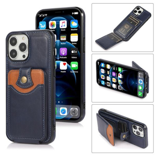 Compatível com iPhone 14 Pro - Capa prática e elegante com porta-cartões cinza 2