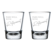 Set van 2 borrelglaasjes van 50 ml. Een perfect cadeau voor een pensioen.
