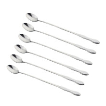 Lingură cu mâner lung Fymlhomi, linguriță cu gheață din oțel inoxidabil de 30 cm pentru amestecare, amestecare cocktailuri, cafea, set de 6