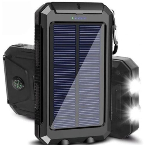 Nueva batería externa con paneles solares - 20.000 mAh - Negro250