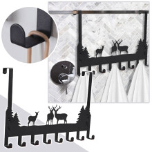Crochet de porte métallique Giyblacko, 8 crochets, pour serviettes, manteaux, vêtements, chapeaux, sacs - Rangement derrière la porte (Compatible