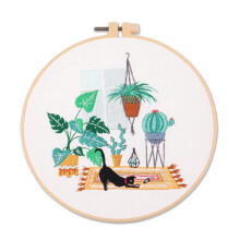 Embroidery Starter Kits for Adults Beginners ,Cross Stitch Kit ,with Stamped Pattern, Embroidery Floss + Needles + Hoop, Cat Series
