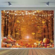 7x5ft Fall Photography Backdrop Autumn Maple Forest Leaves Pumpkin Party Background Thanksgiving Party Supplies