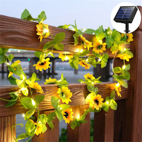 Solar Powered Sunflower String Lights for Outdoors
