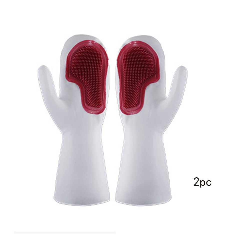 Red Luckky Silicone Dishwashing Gloves - Reusable Rubber Gloves For Home, Dishes, Pets, Car - Scrubber, 1 Pair,