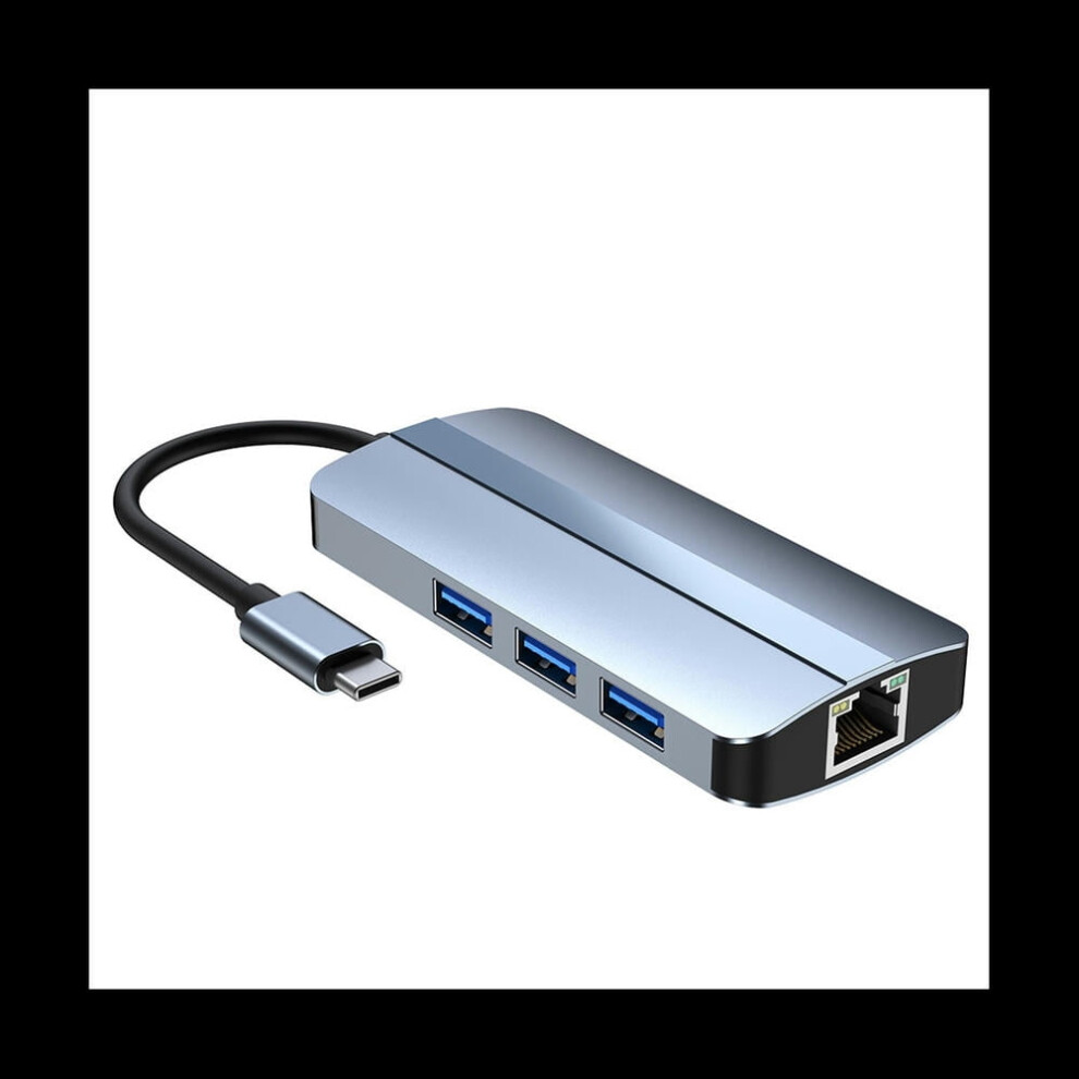 For 6-In-1 Usb C Hub Docking Station Type C Usb Hub Usb3.0 Rj45 1000Mbps Sd Tf Card Reader Pd 100W Charger -Compatible 9389440299511