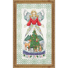 DW2809 Counted Cross Stitch Kit, 9 by 15-Inch, Winter Angel-Jim Shore ,Green, 14 Count