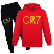 Cristiano Ronaldo CR7 Cosplay Costumes Kids Football Idol Hoodies Pants Set Red 150cm