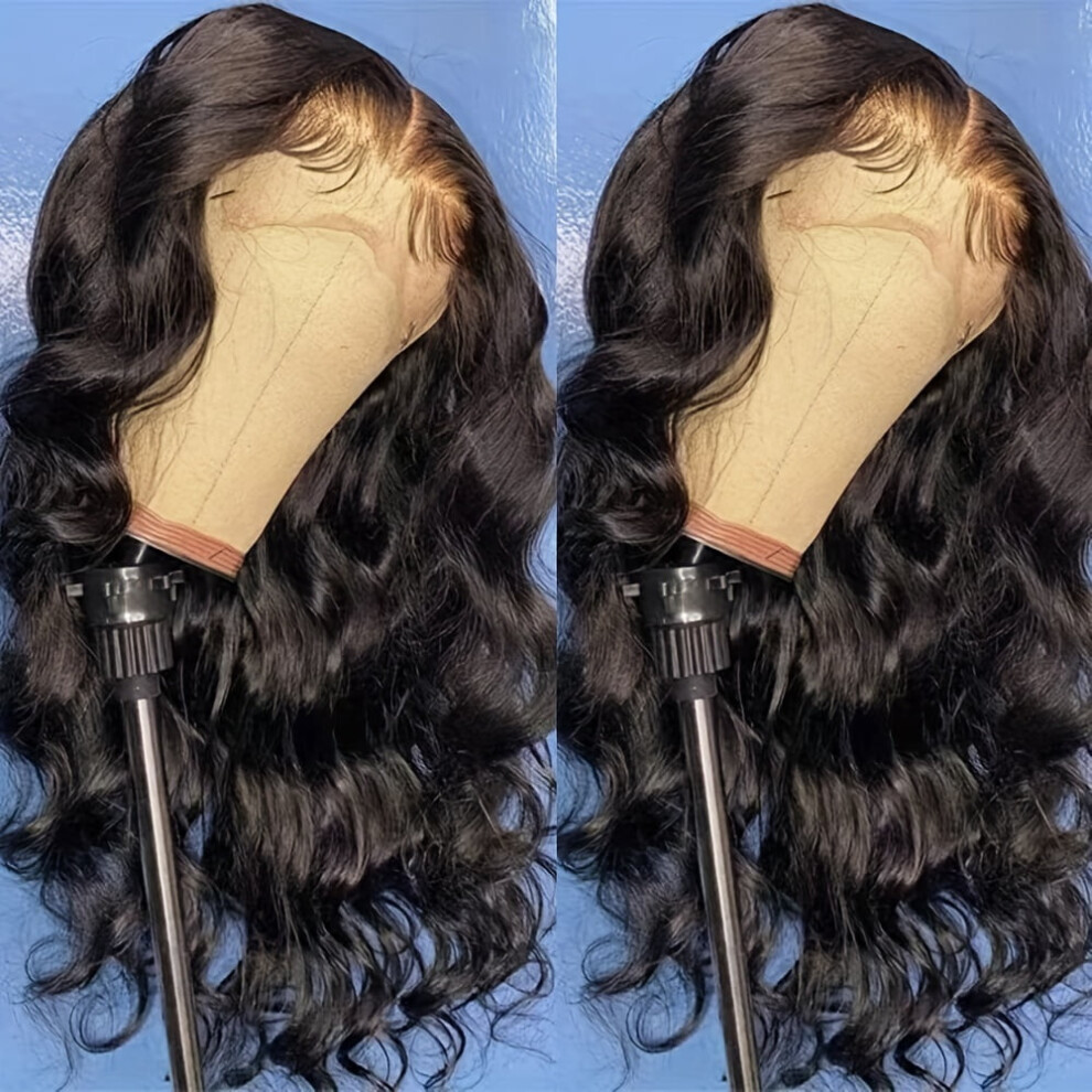 Loose Wave Synthetic Lace Front Wig 13x4 Deep Part Body Wave 24" Glueless Preplucked Heat Resistant Black Hair Replacement