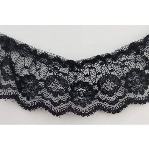 Ruffled Lace Trimming - 12 Yards! (Black)