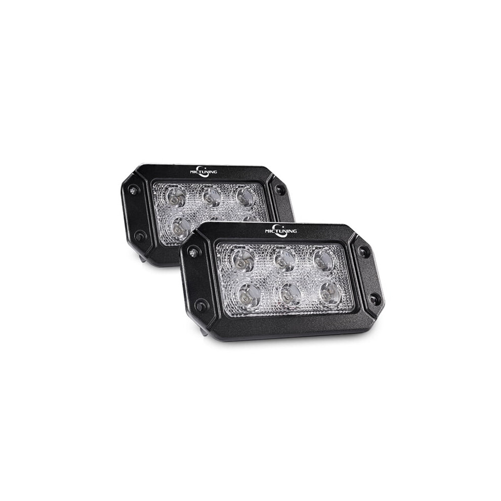 Mictuning 6.2 18W Flush Mount Led Work Pods For Jeep Suv Utv Flood Bar Front Bumper Grill Rear Backup Offroad Lamp Light 9389440199569