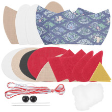 Patchwork Basket Print Fabric Plush Baby Doll Bundle DIY Embroidery Kit Materials Storage Cloth