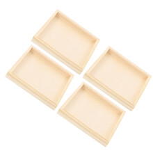 4 Pcs 3D Puzzle Tray Wooden Square Jigsaw Puzzles Nested Serving Trays for Block
