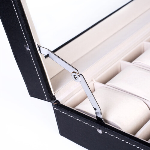 24 Compartments Top-level Opening Style Leather Watch Collection Box Black 2