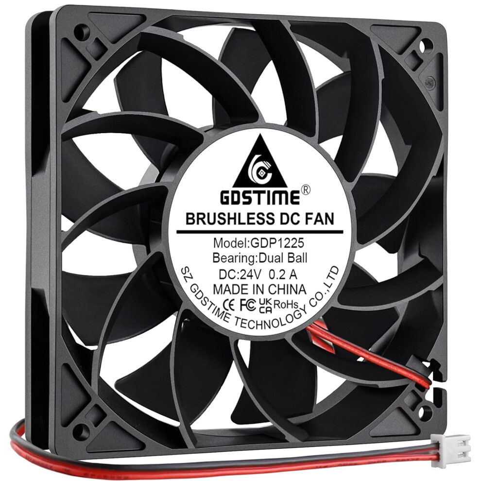 24V Dc Brushless Cooling Fan, 120Mm Case Fan, Dual Ball Bearings 120Mm X 120Mm X 25Mm Cooler Fan 9389440201583