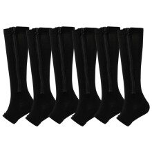 Aosijia 3 Pairs Zipper Compression Socks Unisex Open Toe Knee High Pressure Support for Improved Leg Circulation for Men Women