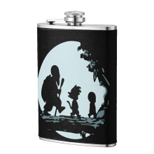 Anime Cartoon 8 oz Stainless Steel Flask PU Leather Flasks for Men Women, Dragon Ball Z Portable Pocket Hip Flasks Bar Accessories Gifts-Style 1