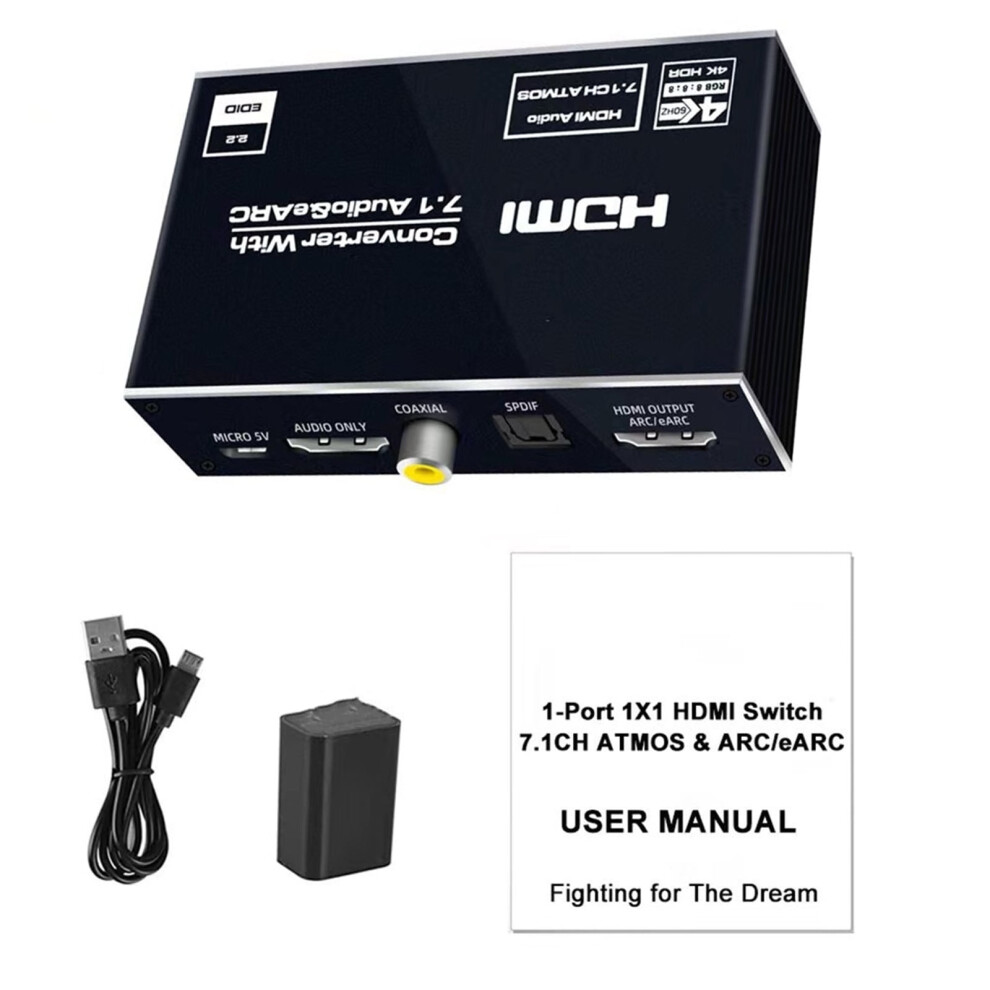 1X1 Hdmi Earc Extractor Extract Audio From Hdmi Source To Soundbar Or Amplifier, Support Various Audio Formats 9389440201545