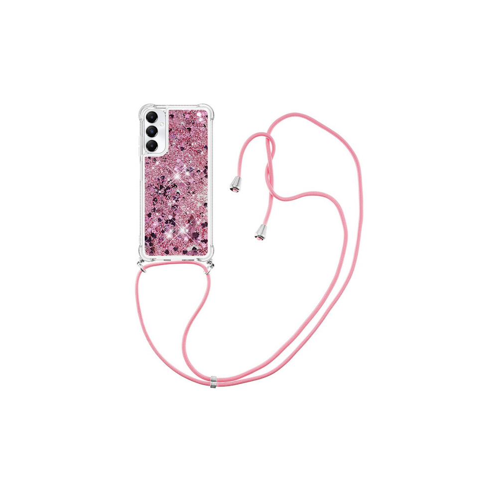 Skalo Compatible With Samsung A05s 4G Quicksand Glitter Mobile Necklace - Pink 9389440202641