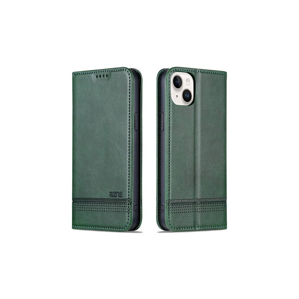 Compatible With Iphone 15 - Wallet Case 3-Card Slots In Leather Dark Green 9389440202832